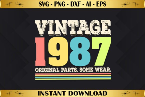 Vintage 1987 Original Parts Birthday Graphics & T-Shirt Designs